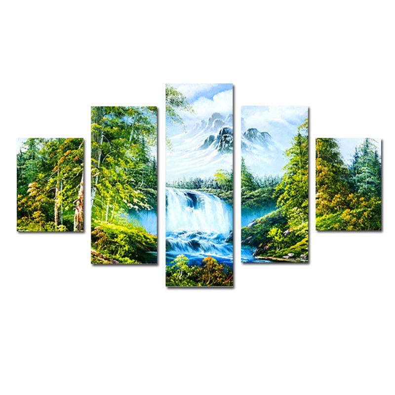 

QiaoJiaHuaYuan Modern The Sitting Room Unframed Canvas Landscape Painting 5PCS, Multi
