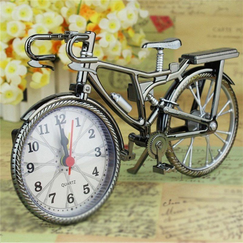 

Vintage Arabic Numeral Retro Bicycle Pattern Creative Alarm Clock Home Decor, White