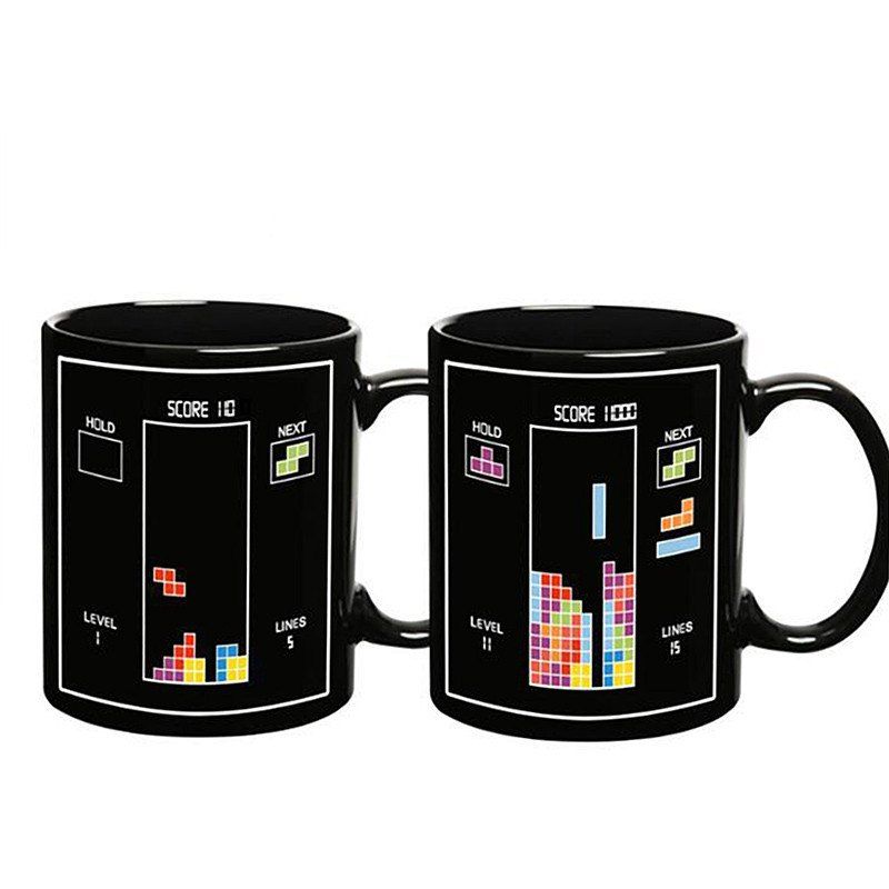 

BALDR Earth Mark Cup Tetris The Heat Change Thermal Color Mugs, Black
