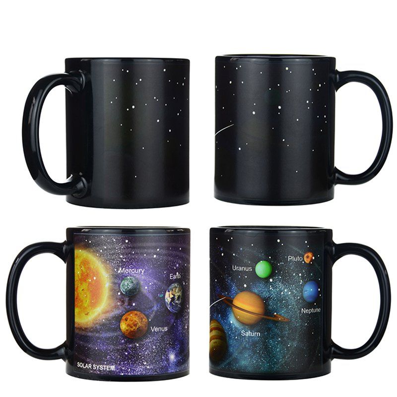 

BALDR Creative Porcelain Mug Starry Solar System Discoloration Cup, Black
