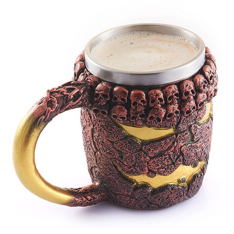 

BALDR 3D Skull Dragon Claw Knight Skeleton Spine Stainless Steel Cup Coffee Mug, Multi-g