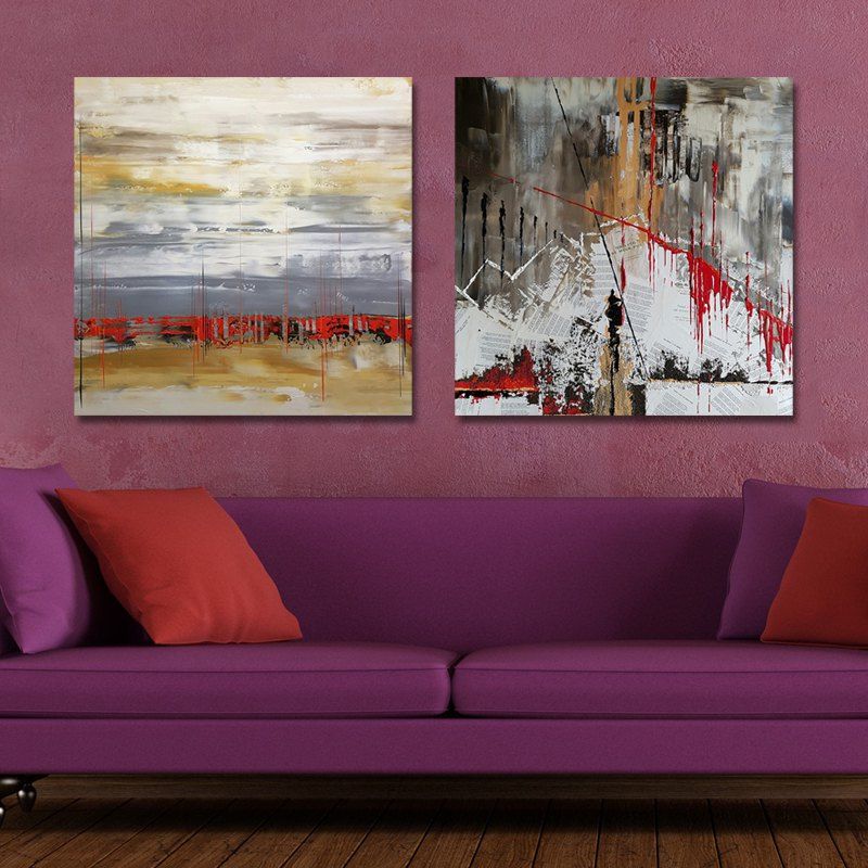 

MY43-CX - 280-282 Fashion Abstract Print Art Ready to Hang Paintings 2PCS, Multi
