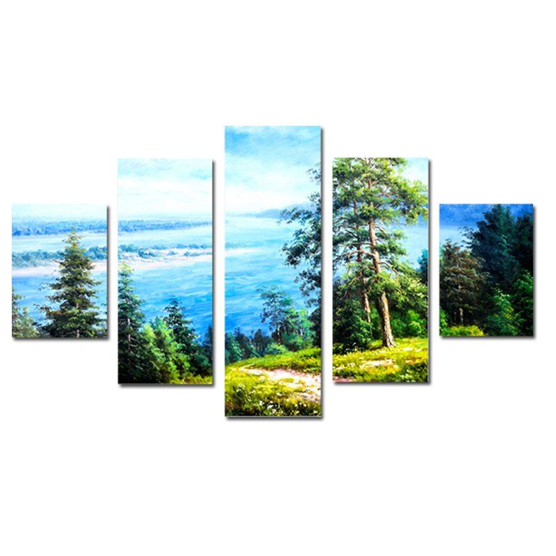 

QiaoJiaHuaYuan No Frame Canvas Living Room sofa Background Landscape Print 5PCS, Multi