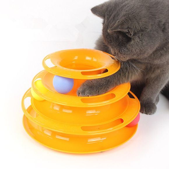 Animal de compagnie trois - plat de jeu de boule de jeu de plateau de taquinerie de chat - Jaune 