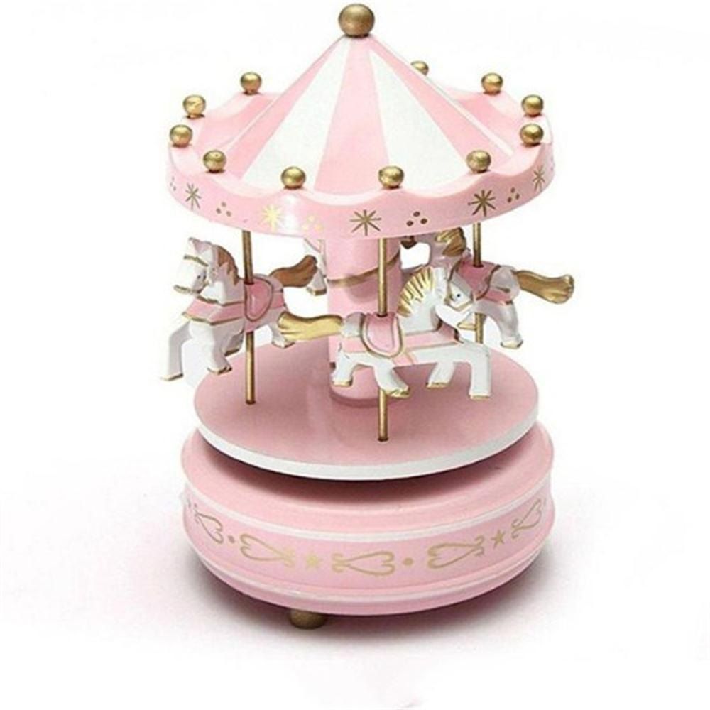 

Merry Go Round Music Box Toy Christmas Wedding Birthday Gift, Pink