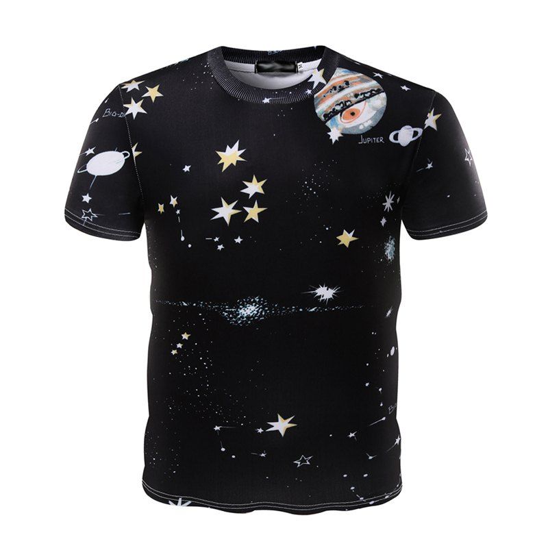 

Summer Fashion Collar Personality Printing Men Short Sleeve T-shirts, Multi