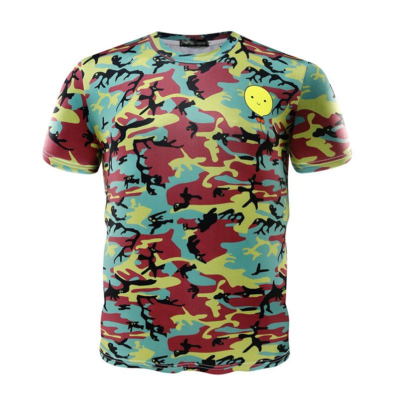 

Summer Fashion New Smiley Face Camouflage Men Short Sleeve T-Shirts, Multi