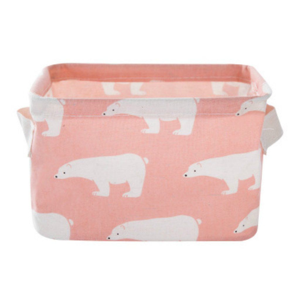

Cartoon Cotton Linen Desktop Storage Box Sundries Storage, Misty rose