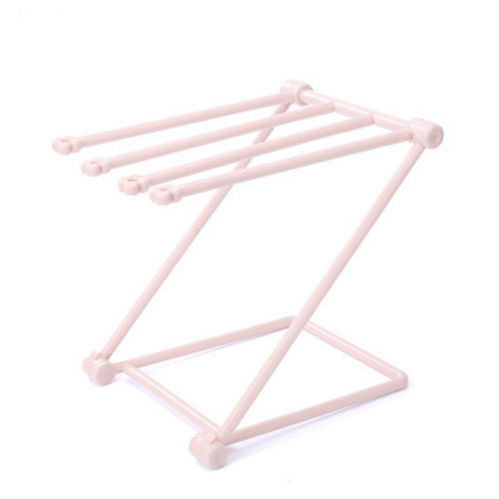 

Foldable Rags Kitchen Towels Hanger Table Storage Rack, Light pink