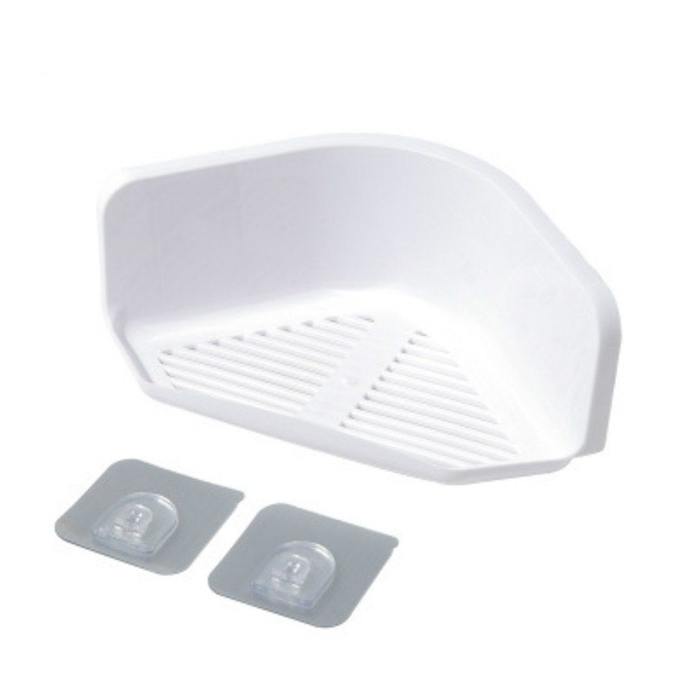 

Plastic Suction Cup Bathroom Kitchen Corner Storage Rack, Milk white
