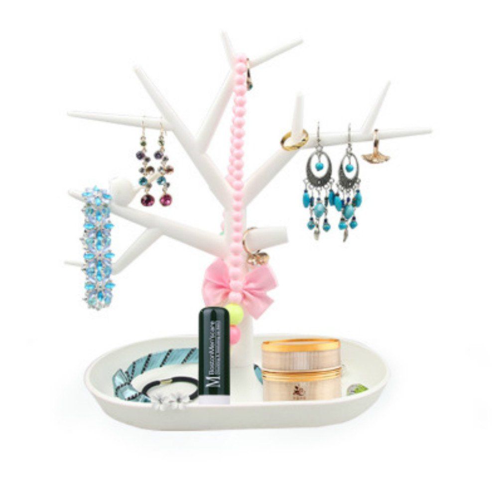

Jewelry Display Holders Racks Necklace Ear Studs Storage, Milk white