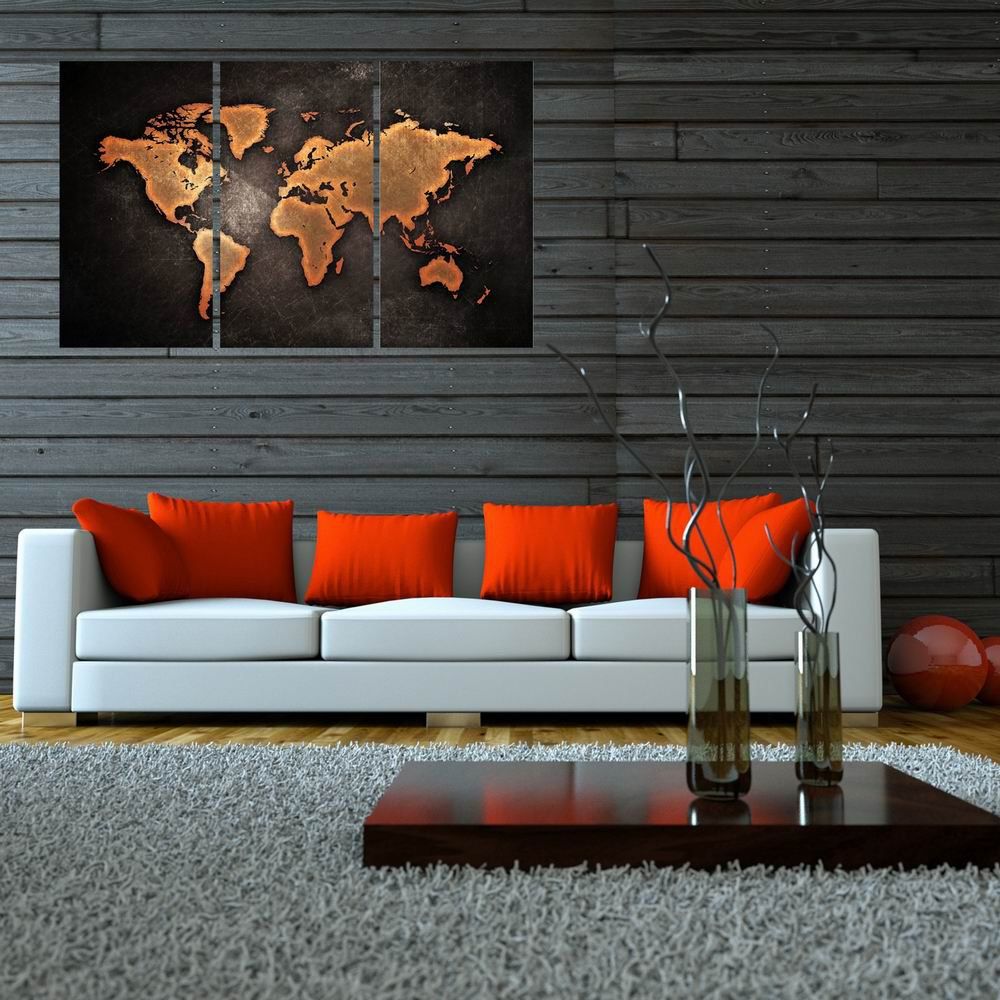 

W010 World Map Art Wall Canvas Prints for Home Decorations 3 PCS, Multi-a