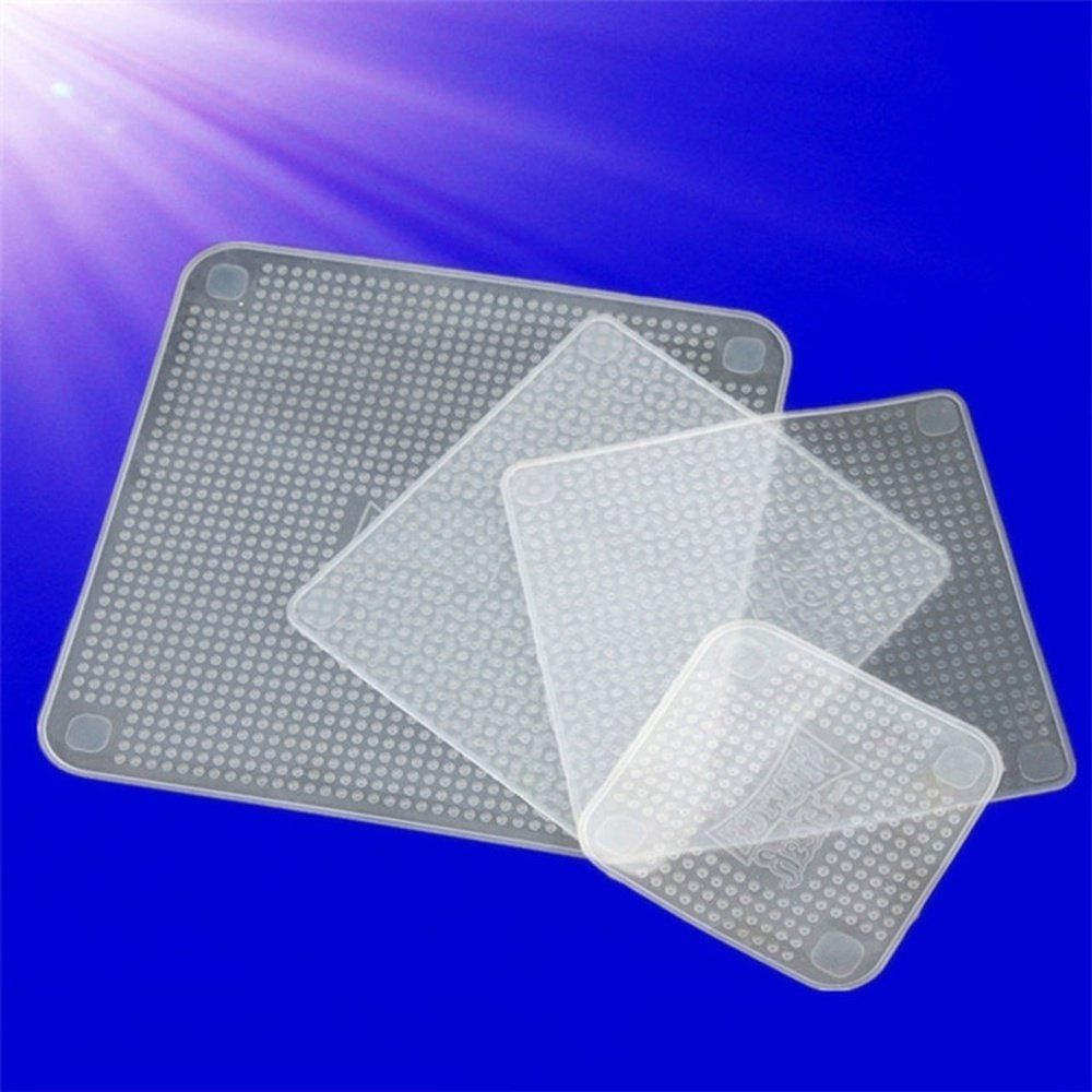 

4 PCS Set Kitchen Tool Reusable Silicone Food Wrap Seal Cover Stretch Cling Film, White