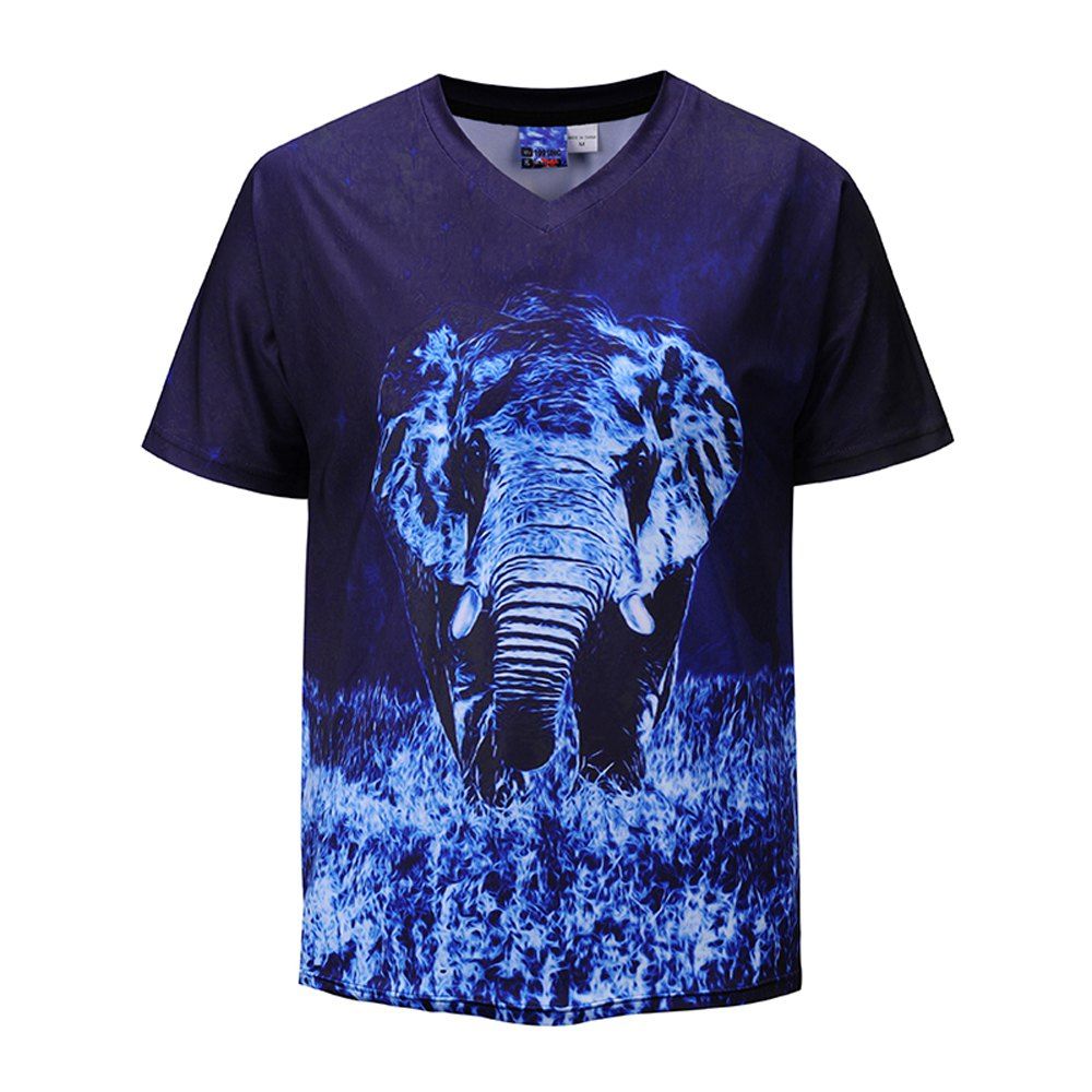 

Psychedelic Elephant 3D Digital T-shirt, Navy blue