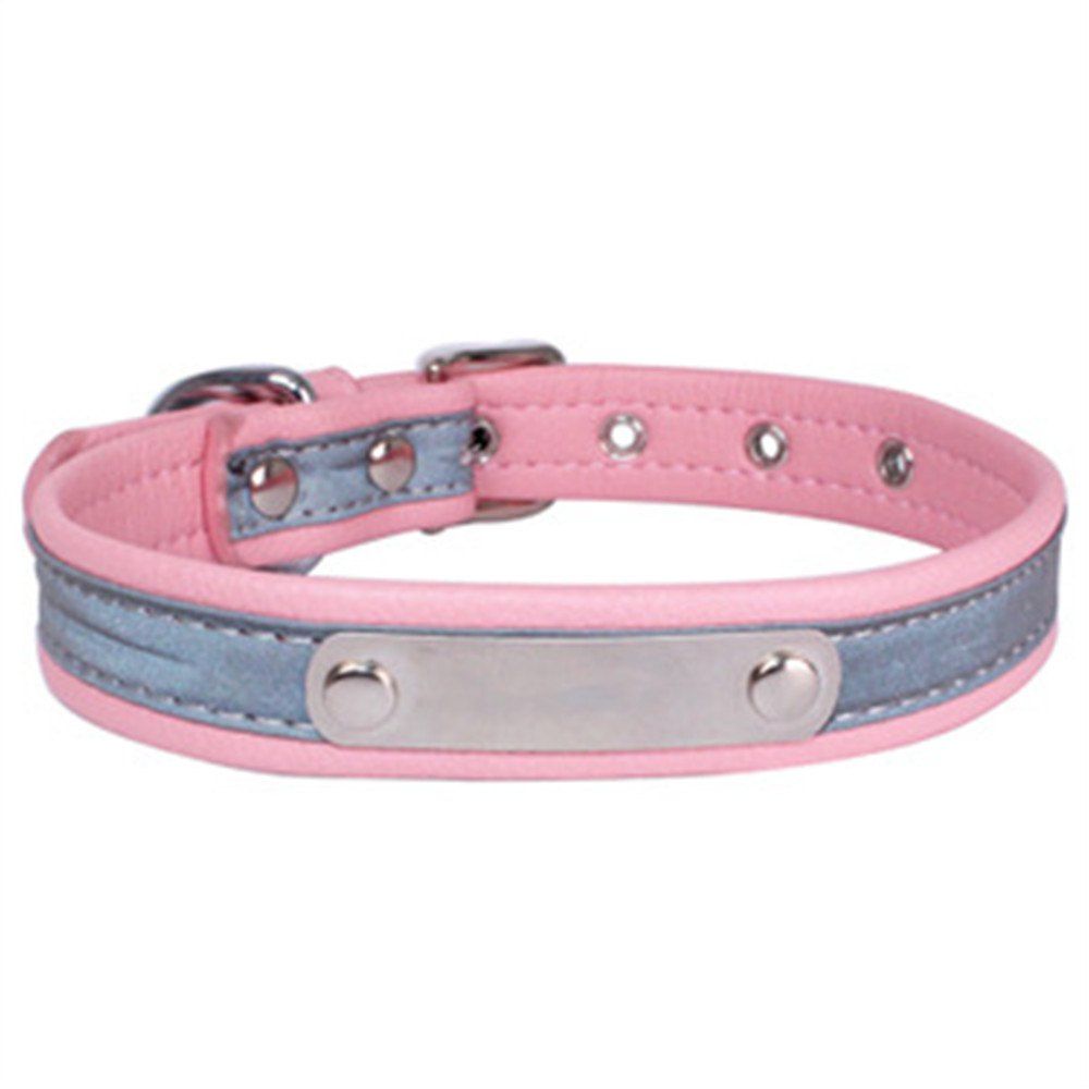 

Reflective Collar Stainless Steel Iron Comfortable Microfiber Dog Chain, Pink