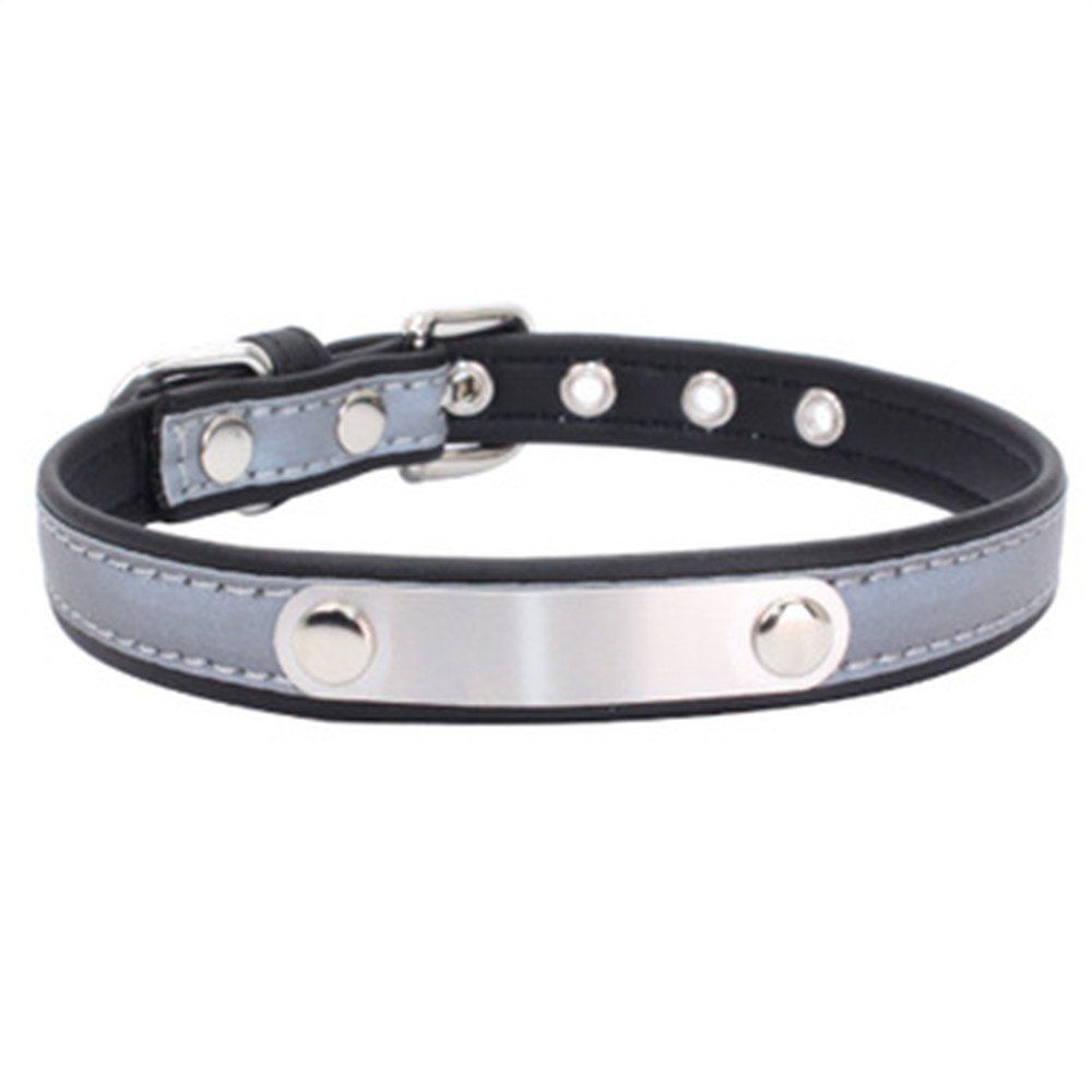 

Reflective Collar Stainless Steel Iron Comfortable Microfiber Dog Chain, Black