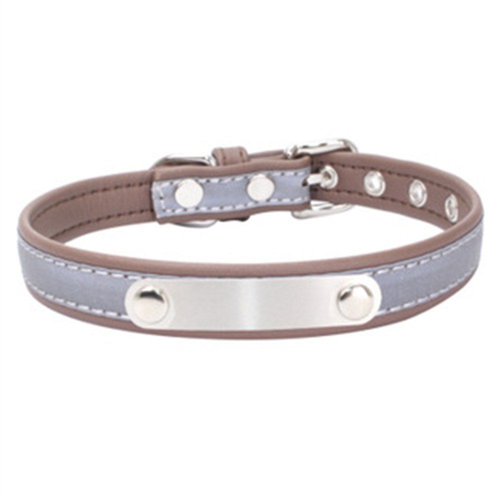 

Reflective Collar Stainless Steel Iron Comfortable Microfiber Dog Chain, Light brown