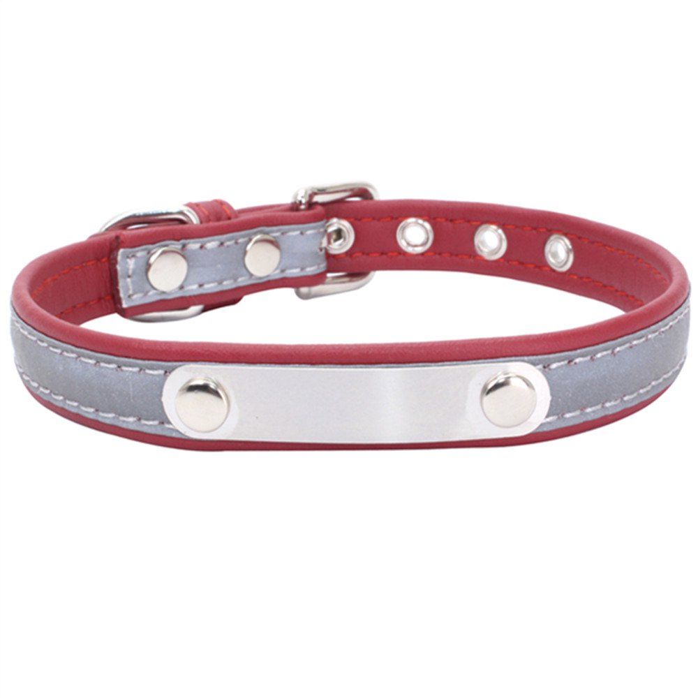 

Reflective Collar Stainless Steel Iron Comfortable Microfiber Dog Chain, Cherry red