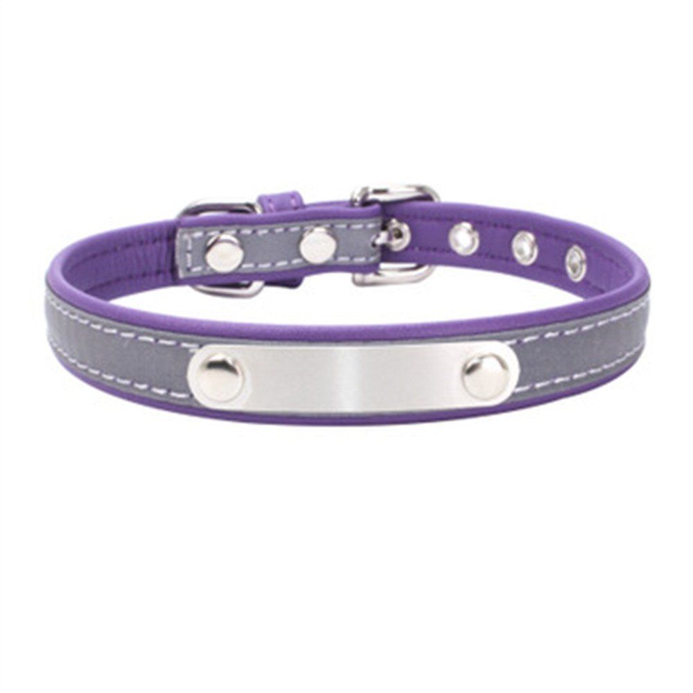

Reflective Collar Stainless Steel Iron Comfortable Microfiber Dog Chain, Purple