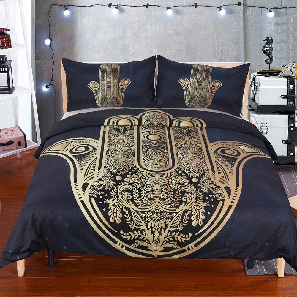 

Hamsa Hand Bedding Duvet Cover Set Digital Print 3pcs, Multi