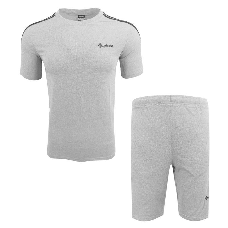 

Men's Casual Sports Short Sleeve T-shirt And Shorts Two Sets, Gray