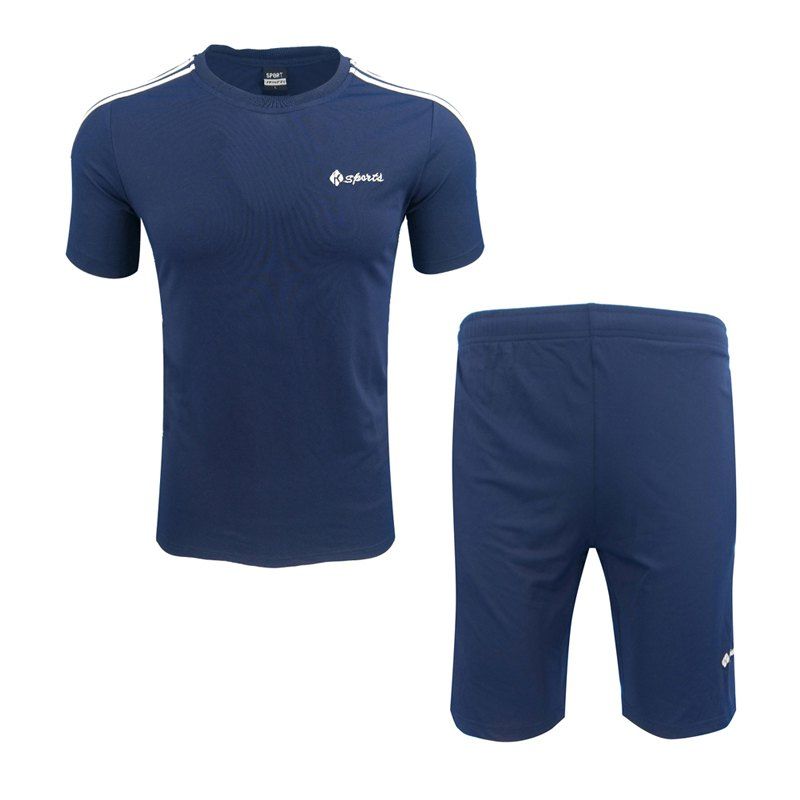 

Men's Casual Sports Short Sleeve T-shirt And Shorts Two Sets, Steel blue