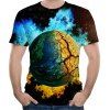 Nouveau t -shirt à manches courtes occasionnels Space Planet 3D Print hommes - multicolor E L