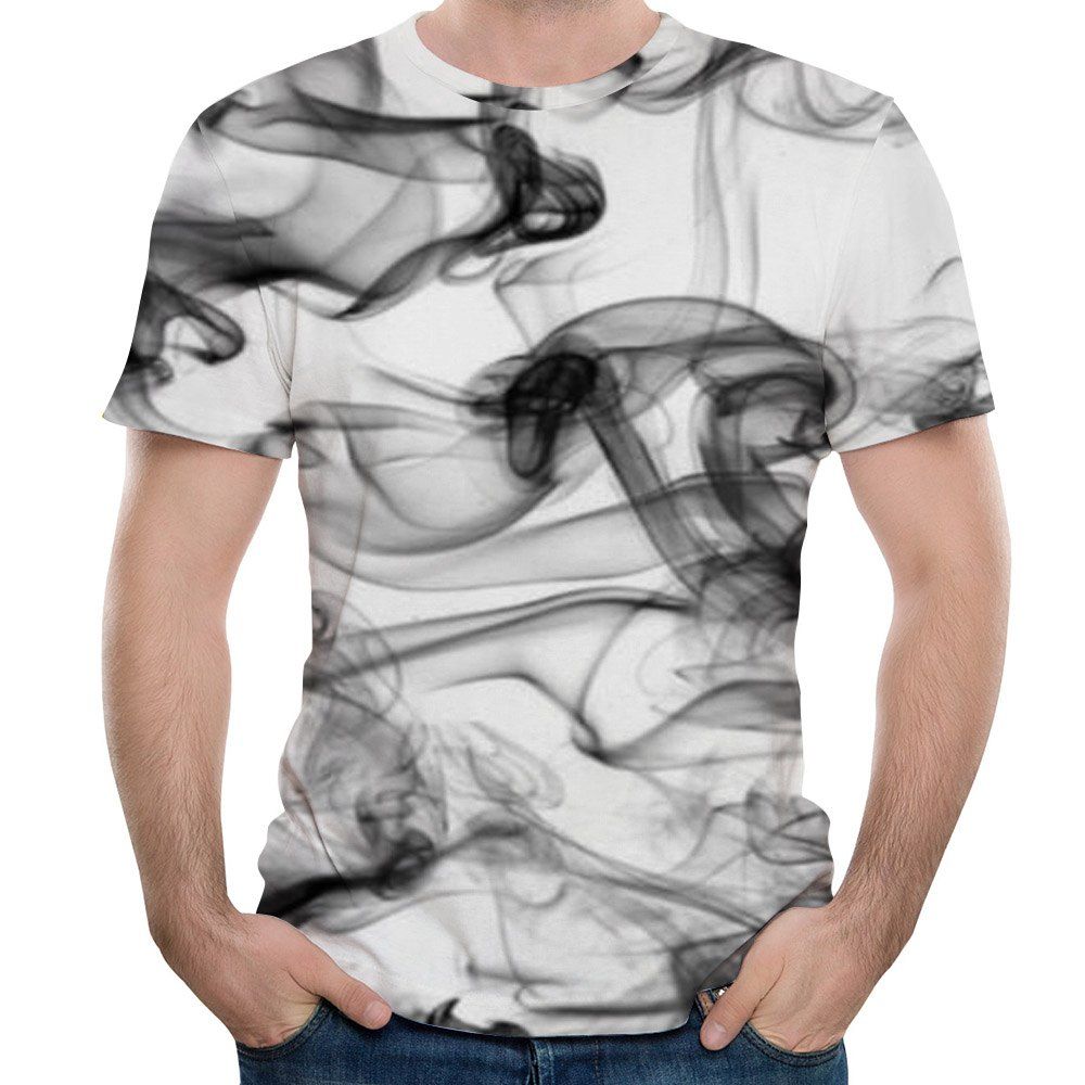 

Summer 3D Smoke Print Fashion Men's Short-Sleeved T-Shirt, Multi-h