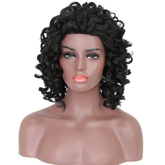 Perruque noire de cheveux synthétiques résistants à la chaleur de short Afro Culry pour l'Afro-américain - Noir 12INCH