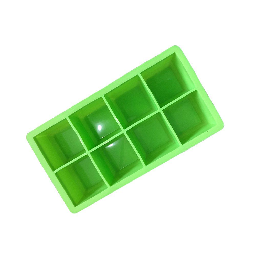 

Food Grade Lidless 8-cell Silicone Ice Cube, Green apple