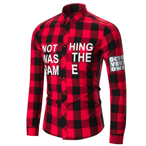Nouvelles chemises à carreaux pour hommes - Rouge 2XL