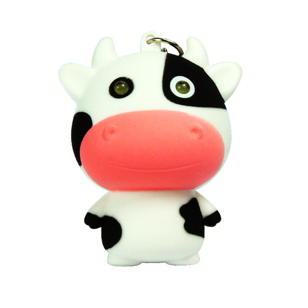

Noise-Making Cartoon Cow Keychain with LED Light, Multi