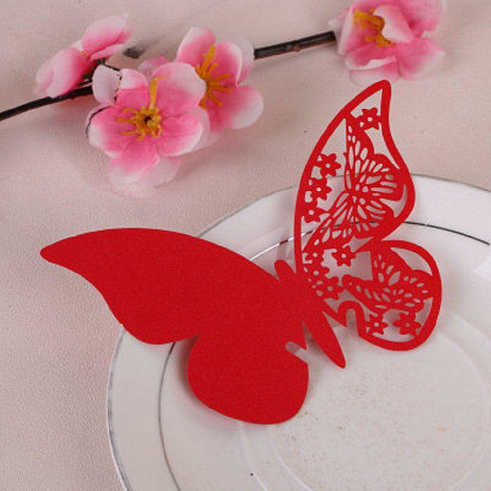 

Creative Seat Card Wedding Table Table Decorative Paper Butterfl, Red