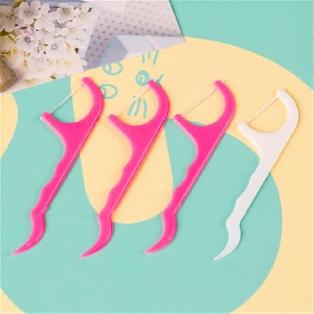 

Daily Line Between Teeth Brush Floss Rods(25pcs), Watermelon pink