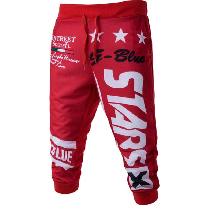

Men's Summer New Lettering Design Casual Shorts, Red