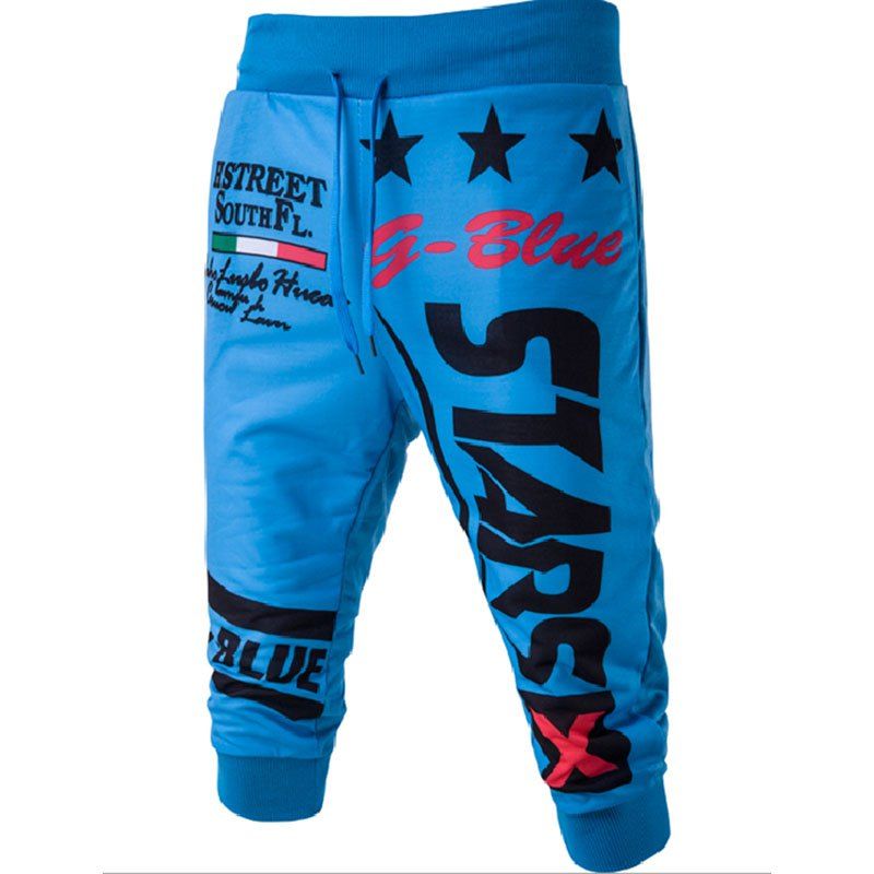 

Men's Summer New Lettering Design Casual Shorts, Light blue