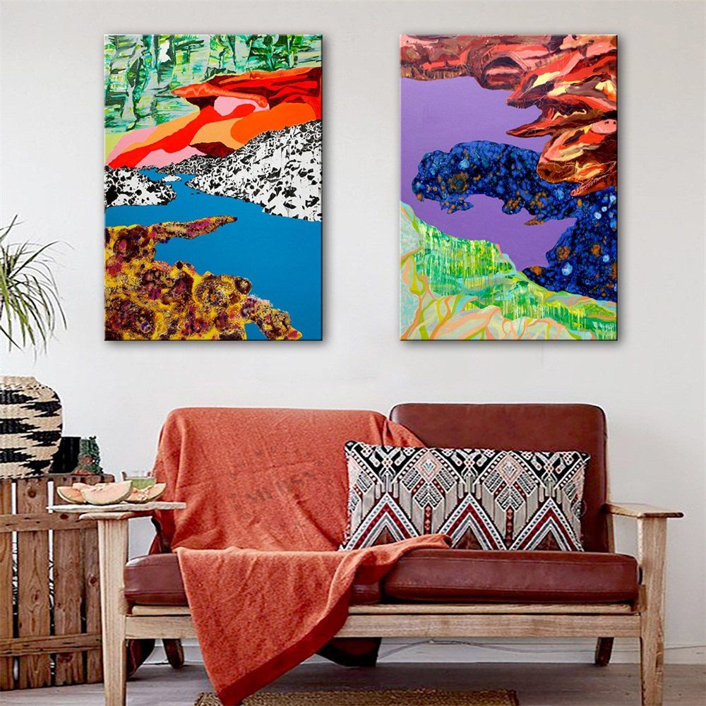 

Special Design Frameless Paintings Color Landscape Print 2PCS, Multi