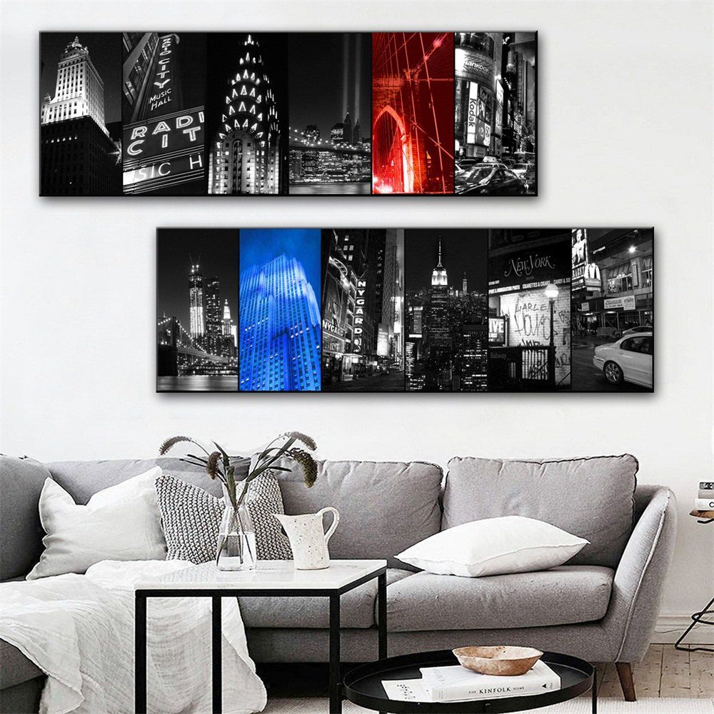 

Special Design Frameless Painting Metropolis Print 2PCS, Gray wolf