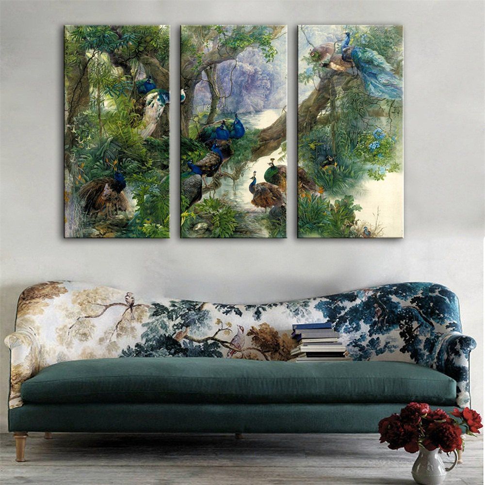 

Special Design Frameless Paintings Pheasant Ridge Print 3PCS, Multi