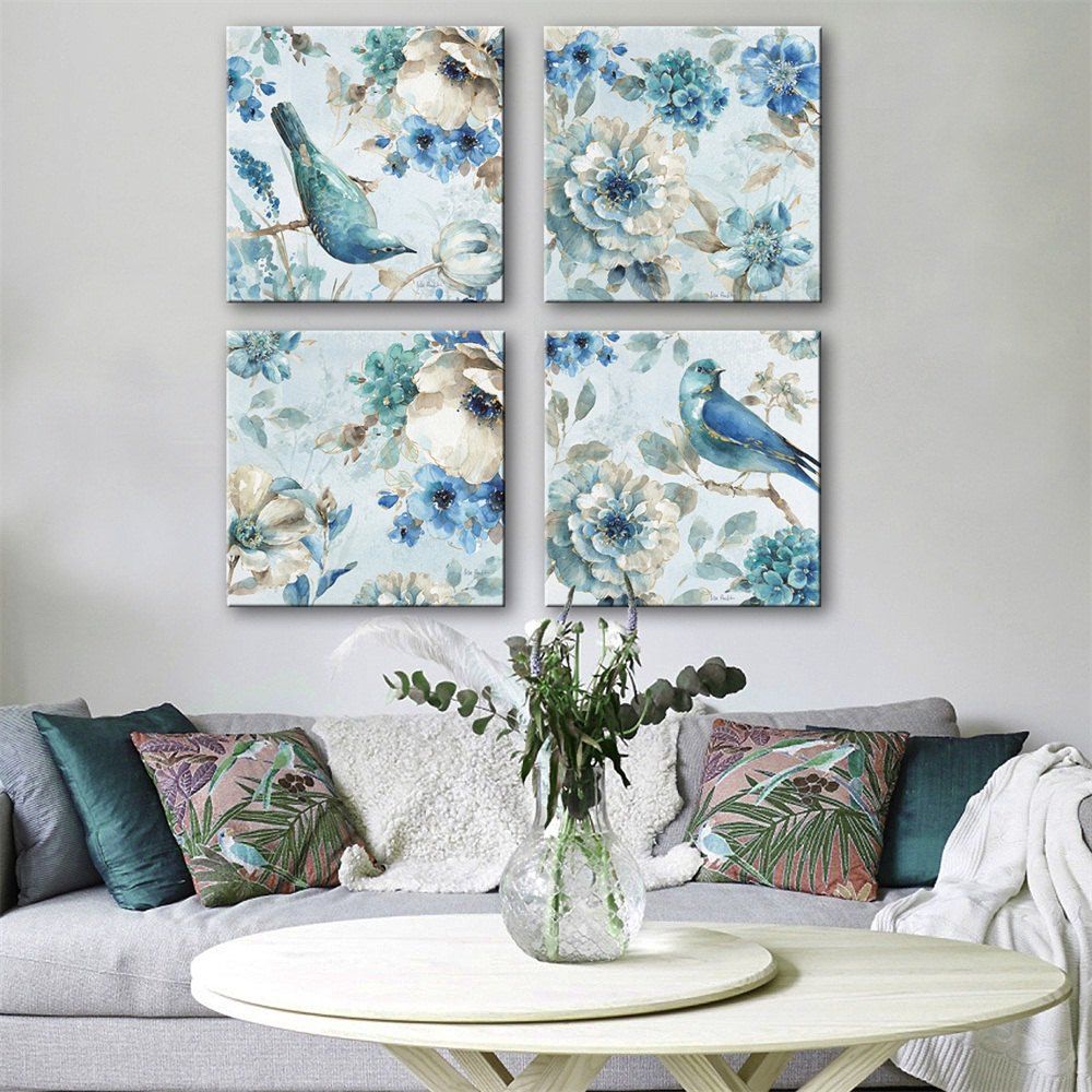 

Special Design Frameless Paintings Magpie Print 4PCS, Multi