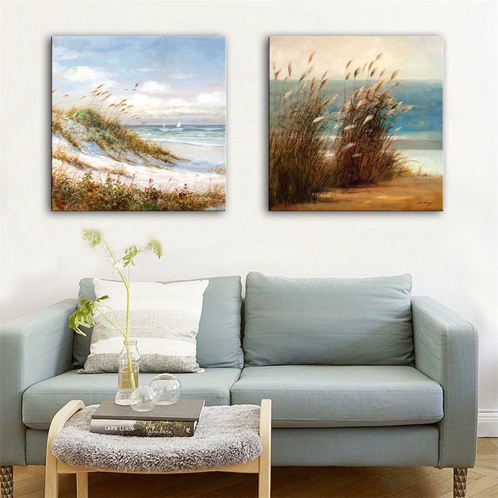 

Special Design Frameless Paintings Reed Print 2PCS, Multi