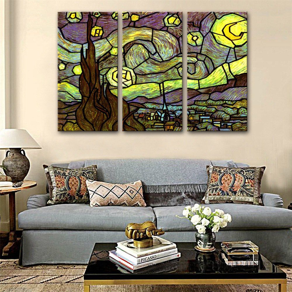 

Special Design Frameless Paintings Fairy Tale Town Print 3PCS, Multi
