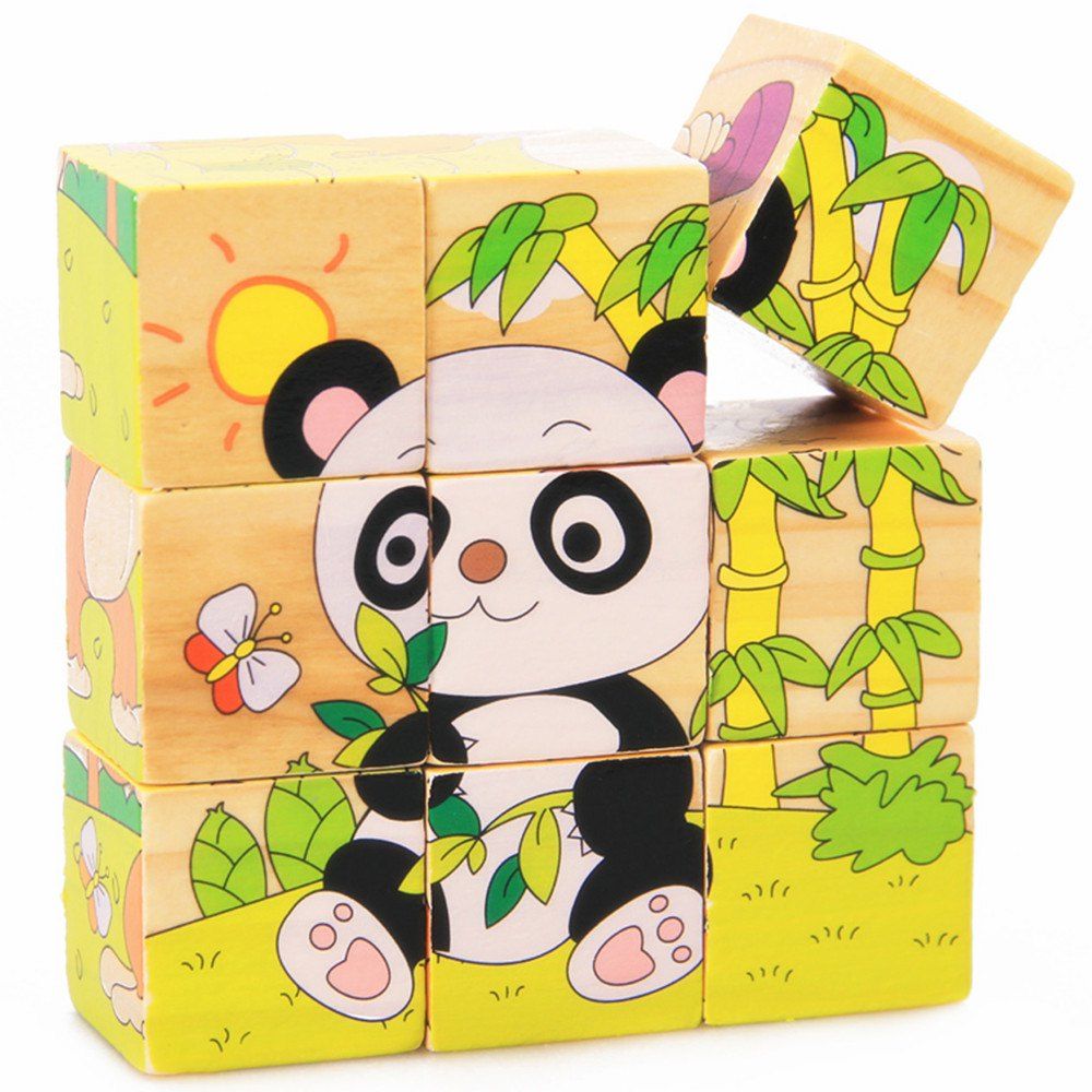 

3D Cartoon Six Sides Wooden Puzzle Education Learning Tools Toy for Kids, Multi