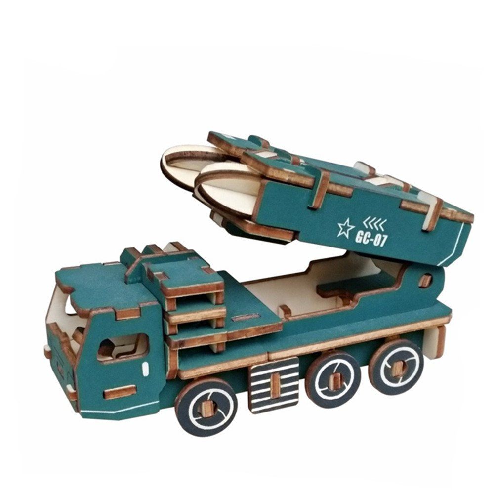 

Creative Missile Car 3D Wood DIY Laser Cut Puzzles Jigsaw Model Toy, Multi