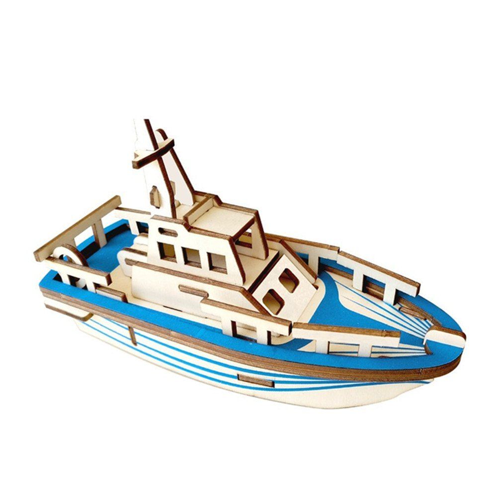 

Creative Lifeboat 3D Wood DIY Laser Cut Puzzles Jigsaw Model Toy, Multi
