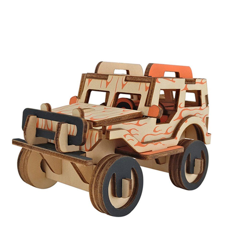 

Creative Car 3D Wood DIY Laser Cut Puzzles Jigsaw Model Toy, Multi