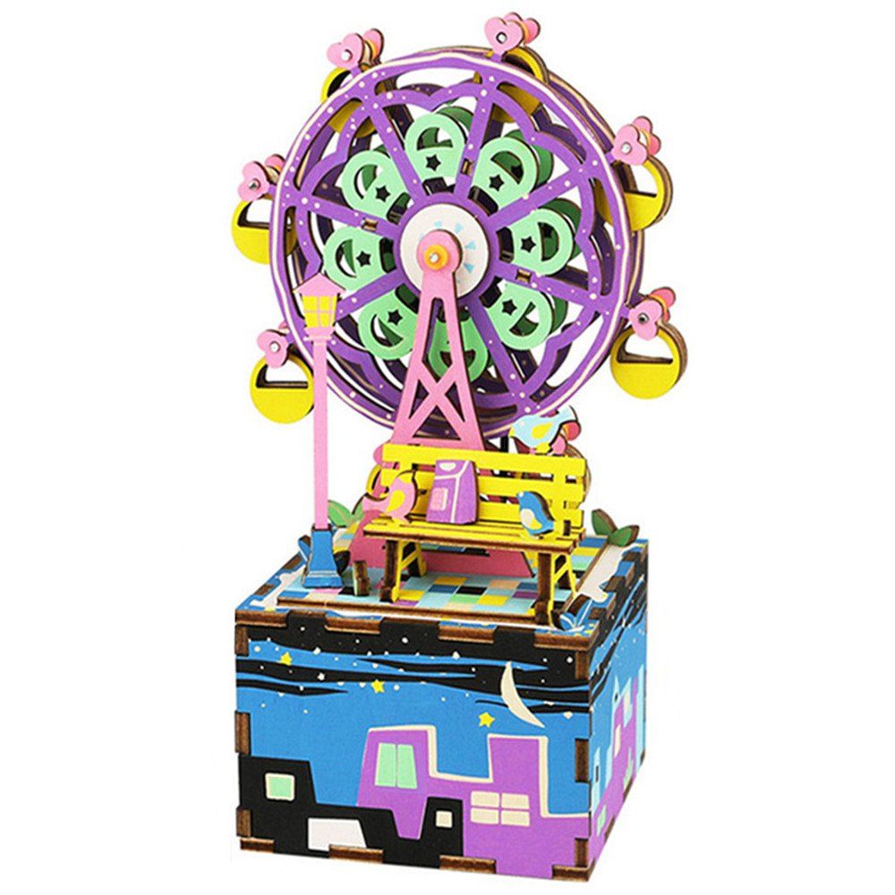 

Creative 3D DIY Coloful Wooden Ferris Wheel Music Box Model Best Gift, Multi