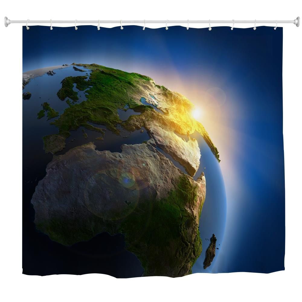 

Light of Creation Water-Proof Polyester 3D Printing Bathroom Shower Curtain, Multi-a