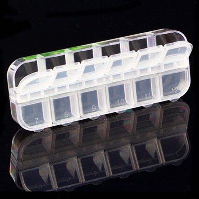

Storage Box Crystal Beads Jewelry Decoration Nail Art Accessories Pills Storage, Transparent
