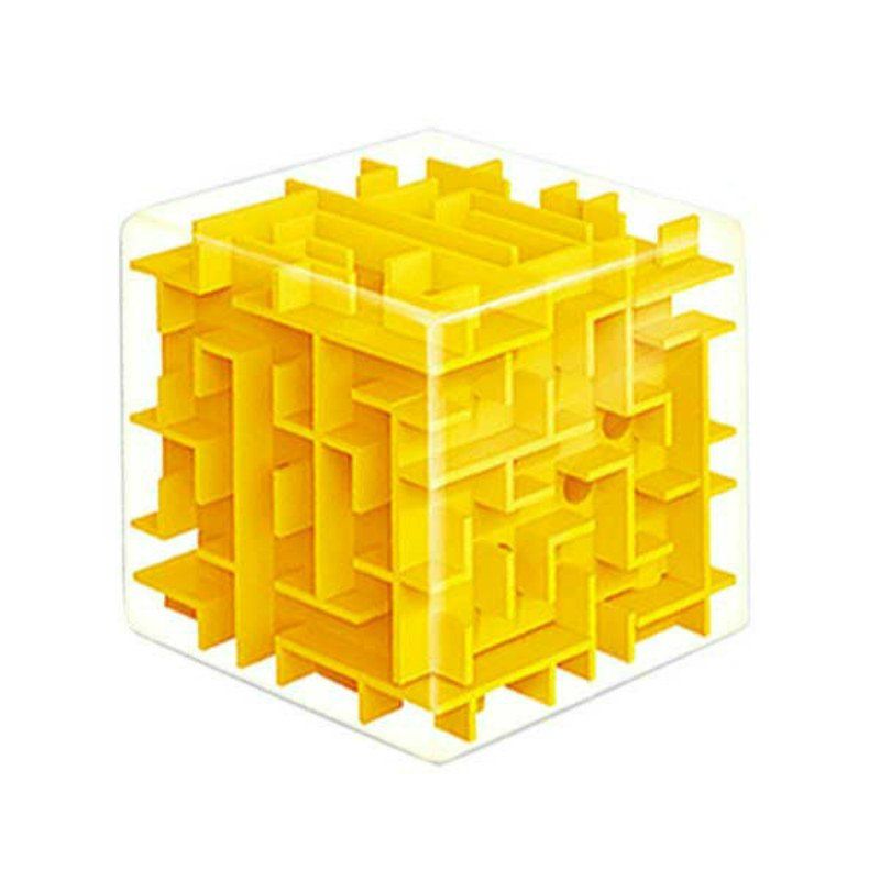 

3D Ball Maze Magic Cube Developmental Intelligence Toy for Kids, Bright yellow